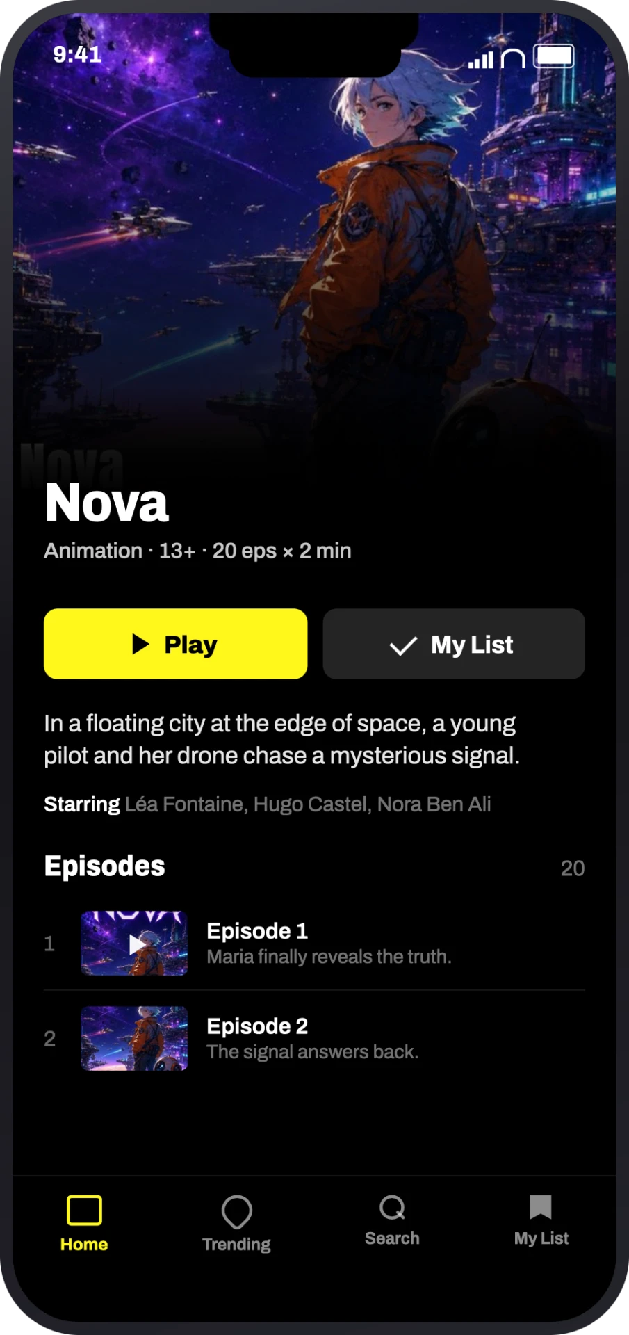 GOJO title page for the animated series Nova